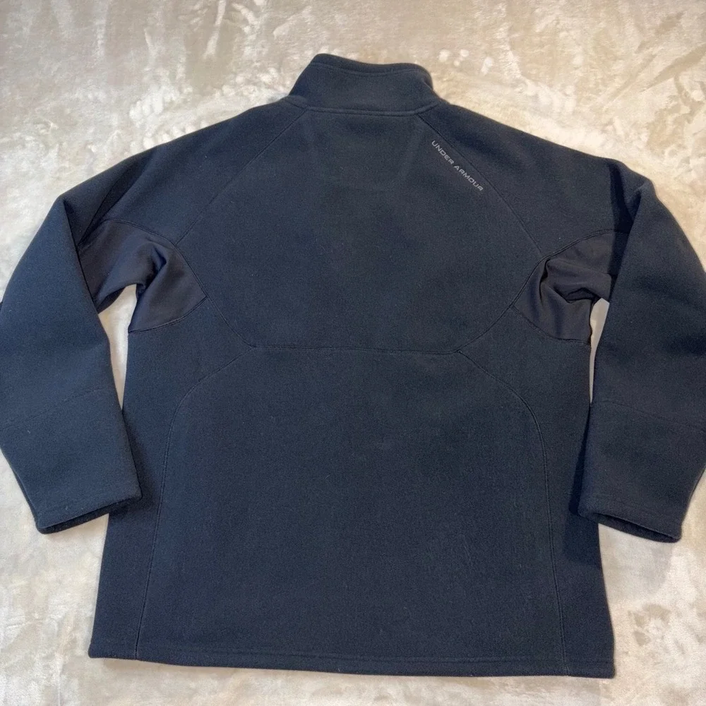 Under Armour Mens Full Zip Fleece Jacket Black Mock Neck Tactical Large